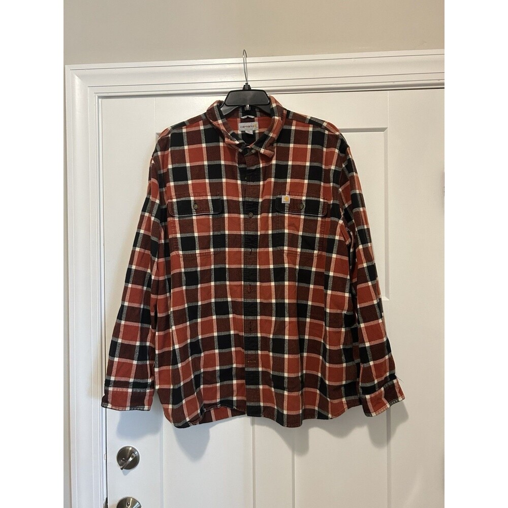 Mens CARHARTT Plaid Heavy Thick 100% Cotton Flannel ORIGINAL FIT SHIRT Size 3X